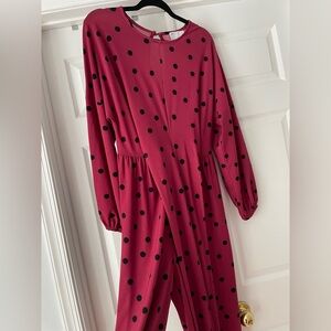 ASOS Red and Black Polka Dot Jumpsuit